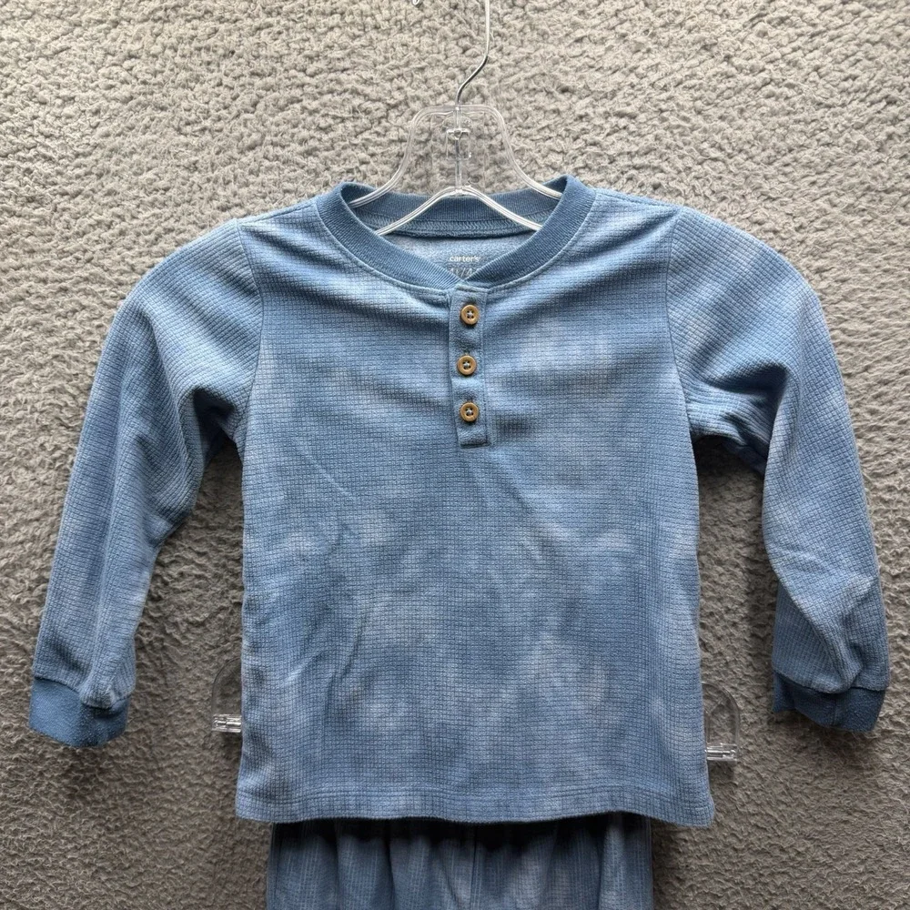 Carters Pajama Set Toddler Boy Size 4T Blue Long Sleeve & Pants PJ Set Boy Sz 4T